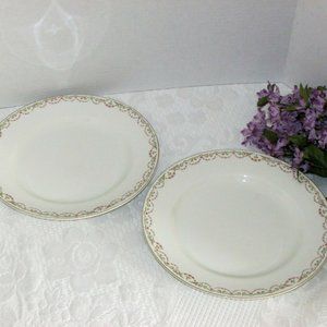 2 Vintage Johnson Bros. Dinner Plates Tiny Pink Rose Garland Swag